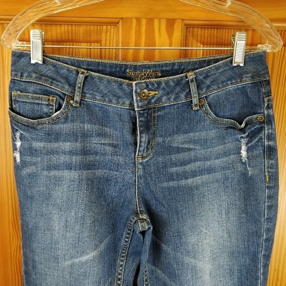Simply Vera Vera Wang Skinny Jeans Size 6 Vintage Denim with Metal Buttons - Picture 4 of 8
